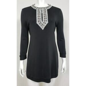Tory Burch 100% Silk Tunic Top with Crystal Embellishment